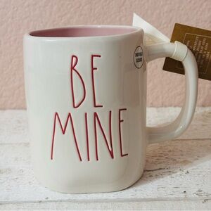 Rae Dunn BE MINE Heart Flower Double Sided Coffee Tea Mug Valentine’s Day NEW